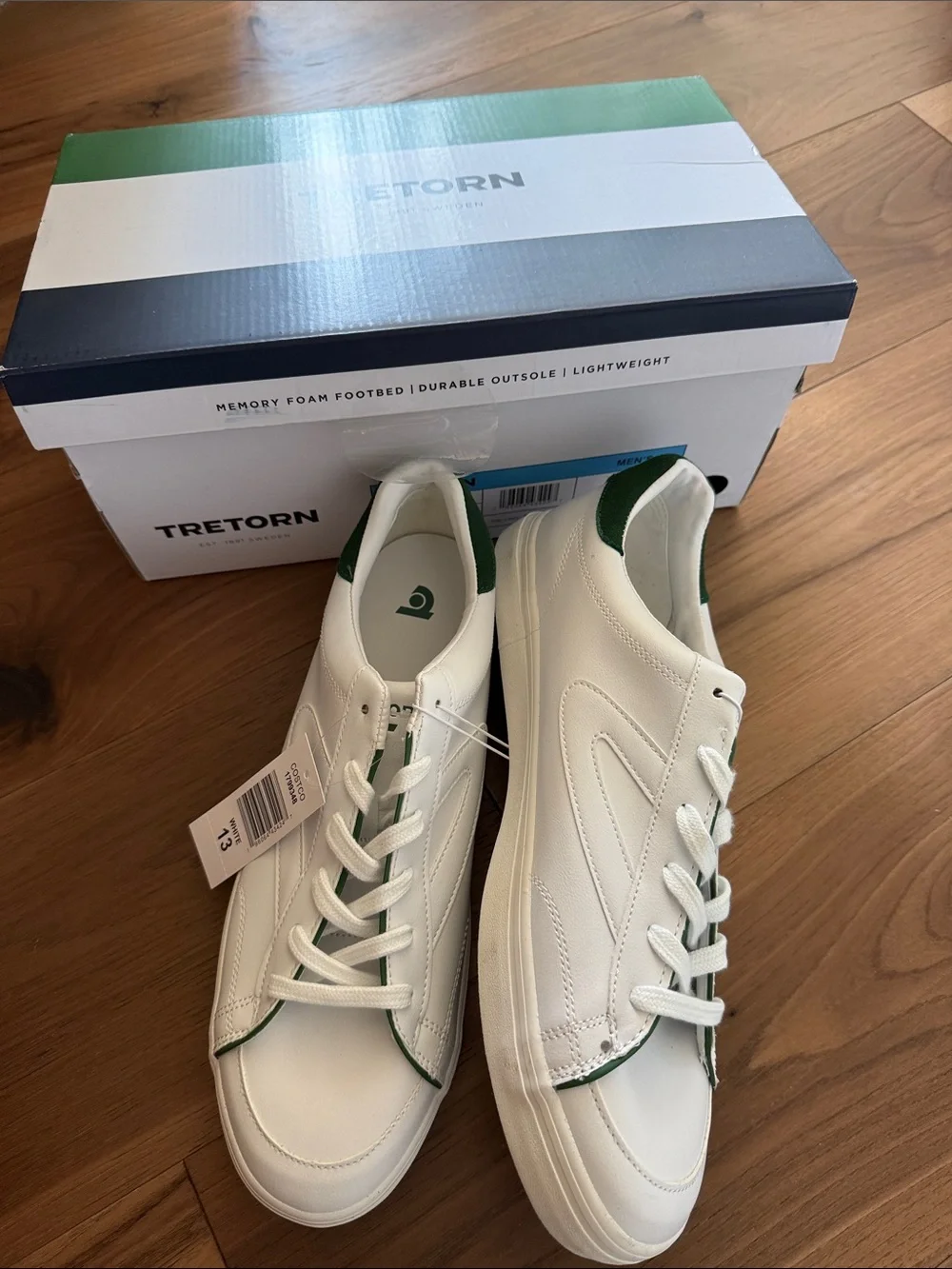 Tretorn Men’s White & Green Classic Leather Sneaker